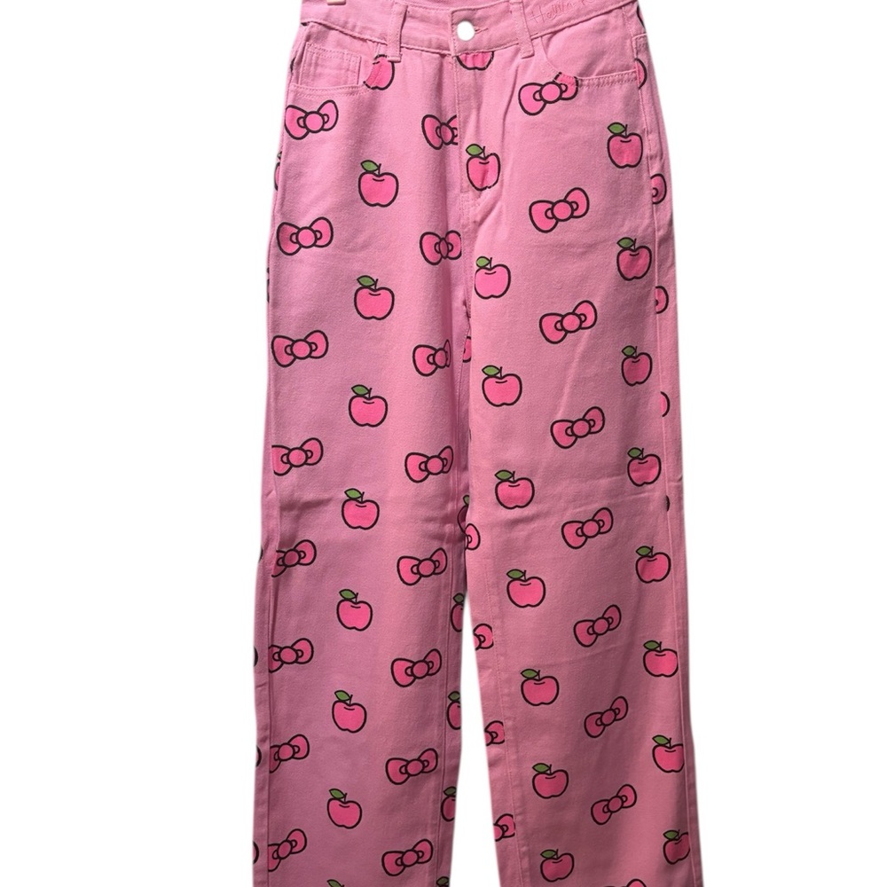 Shein Hello Kitty Collab - Jeans with Bow and Apple Print